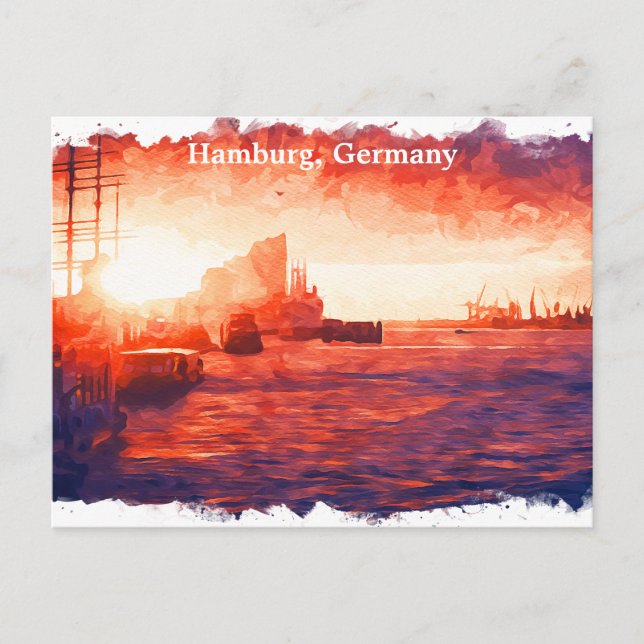 Carte Postale Hambourg Allemagne Port City (Devant)