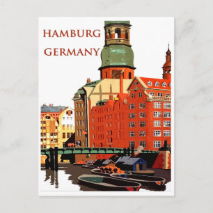 Carte Postale Hambourg, Allemagne, port de ville et maisons
