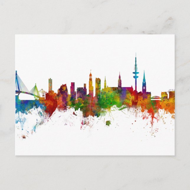 Carte Postale Hambourg Allemagne Skyline (Devant)