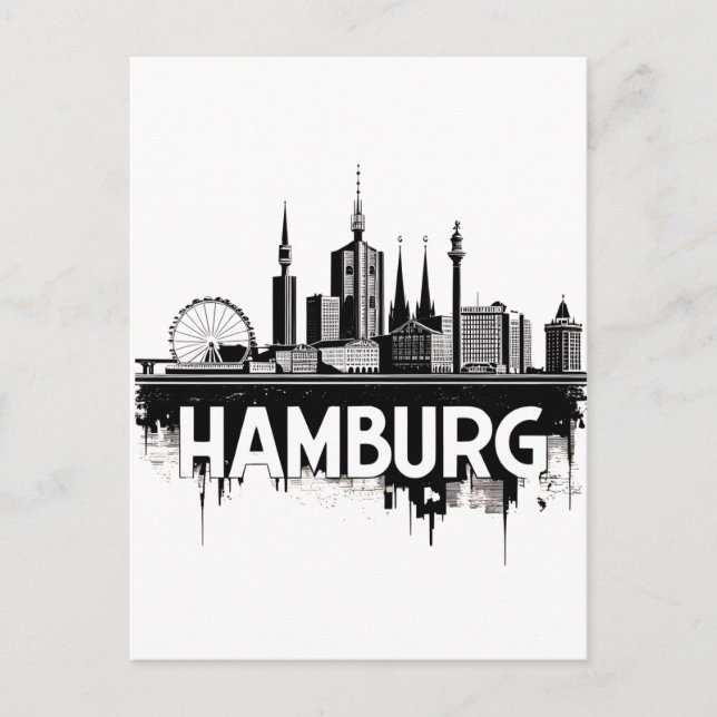 Carte Postale Hambourg Allemagne Skyline-Cityscape Réflexion urb (Devant)