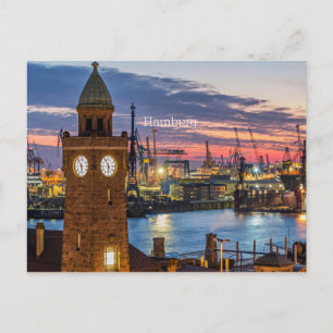 Carte Postale Hambourg, Allemagne vue panoramique au crépuscule