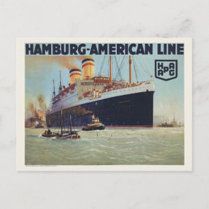 Carte Postale Hambourg-American Line Poster vintage 1925