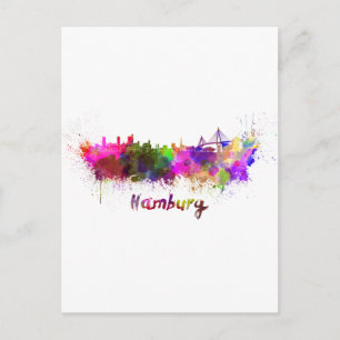Carte Postale Hambourg skyline in watercolor