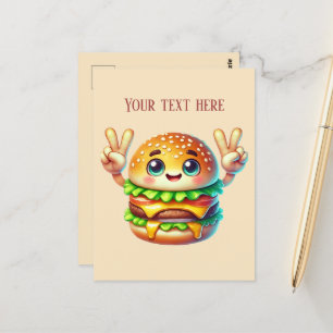 Carte Postale Hamburger amusant ajouter texte amoureux de nourri