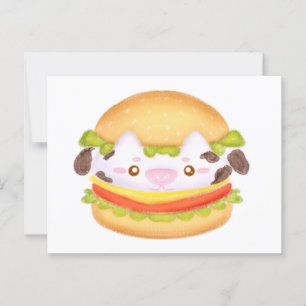 Carte Postale Hamburger de vache adorable