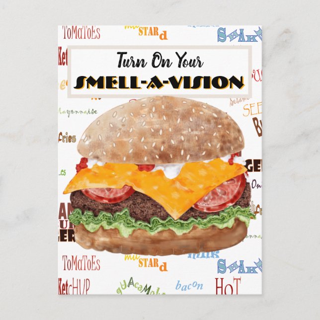 Carte Postale Hamburger Funny Restauration rapide (Devant)