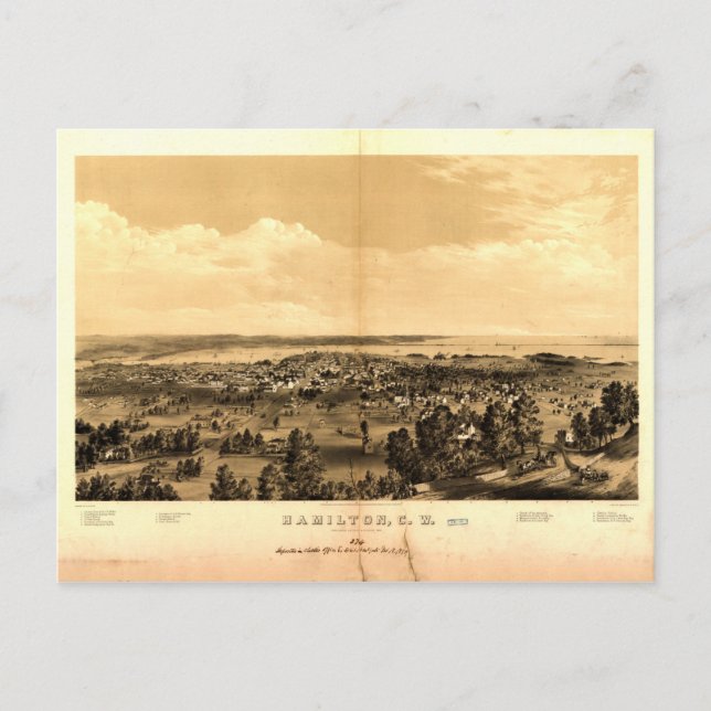 Carte Postale Hamilton, Ontario, Canada (1859) (Devant)