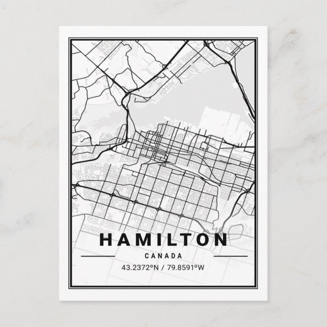 Carte Postale Hamilton Ontario Canada Travel City Map Poster (Devant)