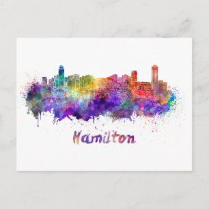 Carte Postale Hamilton skyline in watercolor