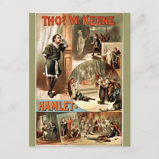 Carte Postale Hamlet de vintage Shakespeare, 1884, (Devant)