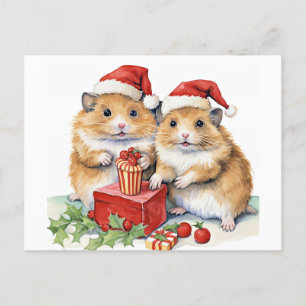 Carte Postale Hampsters de Noël, oh si mignon,