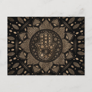 Carte Postale Hamsa Main - Main de Fatima à Lotus mandala