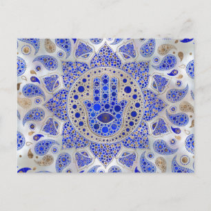 Carte Postale Hamsa Main - Main de Fatima sur Mère de Perle