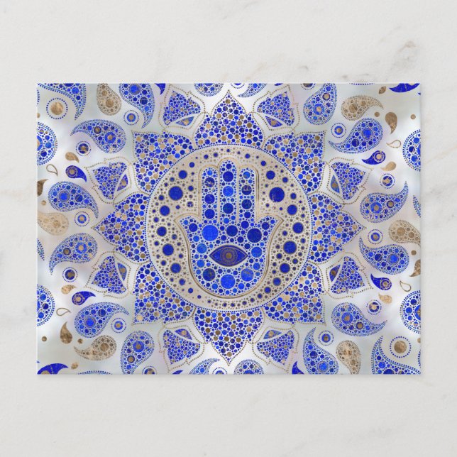 Carte Postale Hamsa Main - Main de Fatima sur Mère de Perle (Devant)