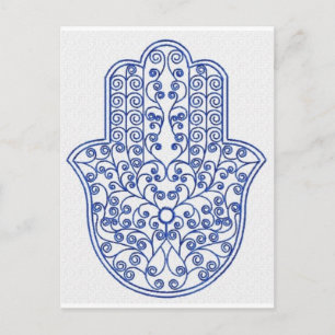 Carte Postale hamsa*tunis*maroc*henné*bleu