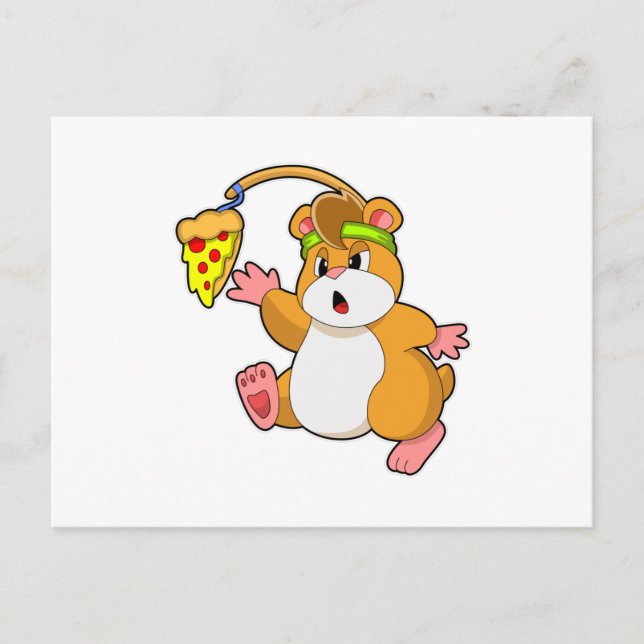 Carte Postale Hamster à manger avec pizza (Devant)