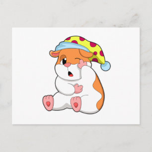 Carte Postale Hamster au coucher avec tête de lit