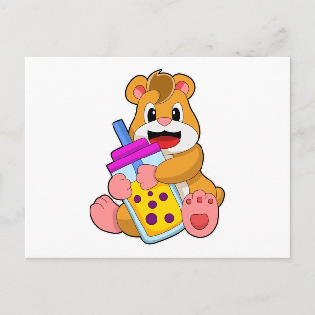 Carte Postale Hamster avec Bébé bouteille Jus (Devant)