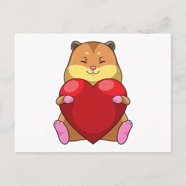 Carte Postale Hamster avec cœur (Devant)