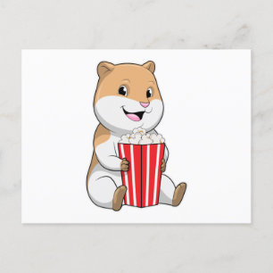 Carte Postale Hamster avec cône de pop-corn