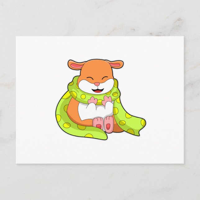Carte Postale Hamster avec Écharpe (Devant)