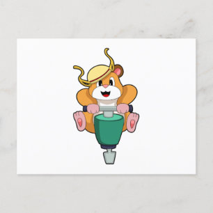 Carte Postale Hamster avec Jackhammer