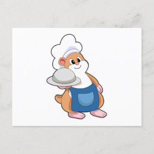 Carte Postale Hamster comme cuisinier avec Plateau