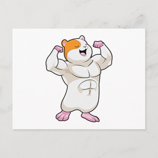 Carte Postale Hamster en Bodybuilder avec de grands Muscles (Devant)
