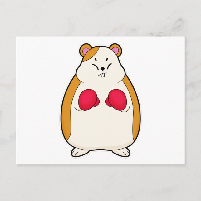 Carte Postale Hamster en boîte avec gants de boxe (Devant)