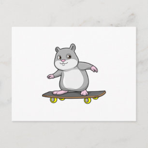 Carte Postale Hamster en skateur avec skateboard