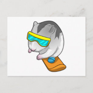 Carte Postale Hamster Snowboardeur Snowboard