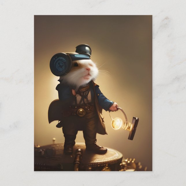Carte Postale Hamster Steampunk Explorer (Devant)