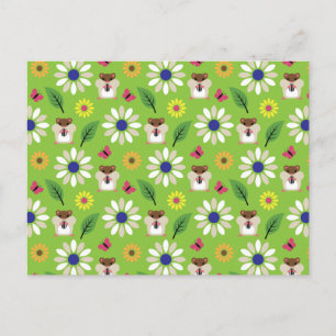 Carte Postale Hamster & Tournesol Motif sans couture