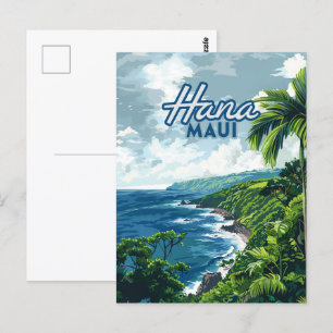 Carte Postale Hana Maui Hawaii Road à Hana Beach Coast Retro