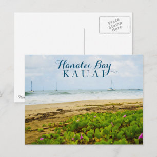 Carte Postale Hanalei Bay Kauai Hawaii Beach & Bateaux
