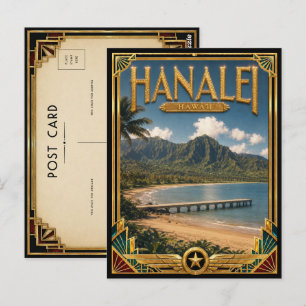 Carte Postale Hanalei Hawaii Art Déco Vintage Âge d'Or