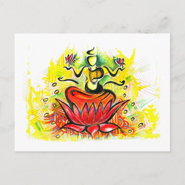 Carte Postale Handmade Abstract Painting of Lakshmi Maa (Devant)