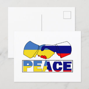 Carte Postale Handshake of Peace, Ukraine Russie Drapeau