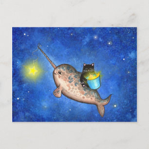 Carte Postale Hanging Stars with a Friendly Narwhal