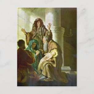 Carte Postale Hannah et Simeon dans le temple par Rembrandt