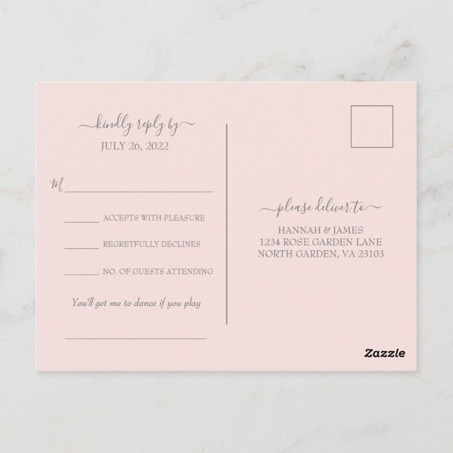 Carte Postale Hannah Modern Simple Chanson Demande de mariage RS (Dos)
