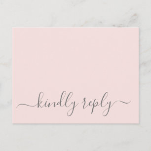 Carte Postale Hannah Moderne simple rose choix de repas RSVP Mar