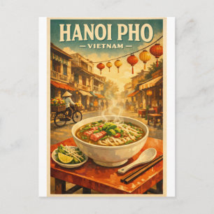 Carte Postale Hanoi Pho, Vietnam, dans un style rétro classique