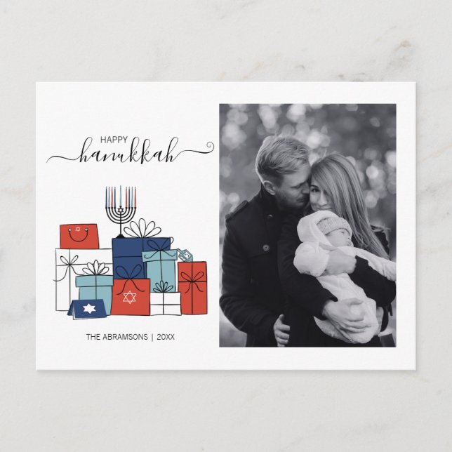 Carte postale Hanoukka Cadeaux & Menorah Holiday P (Devant)