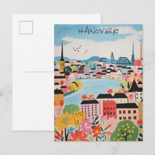 Carte Postale Hanovre Allemagne Voyage Ville Peinture Esthétique