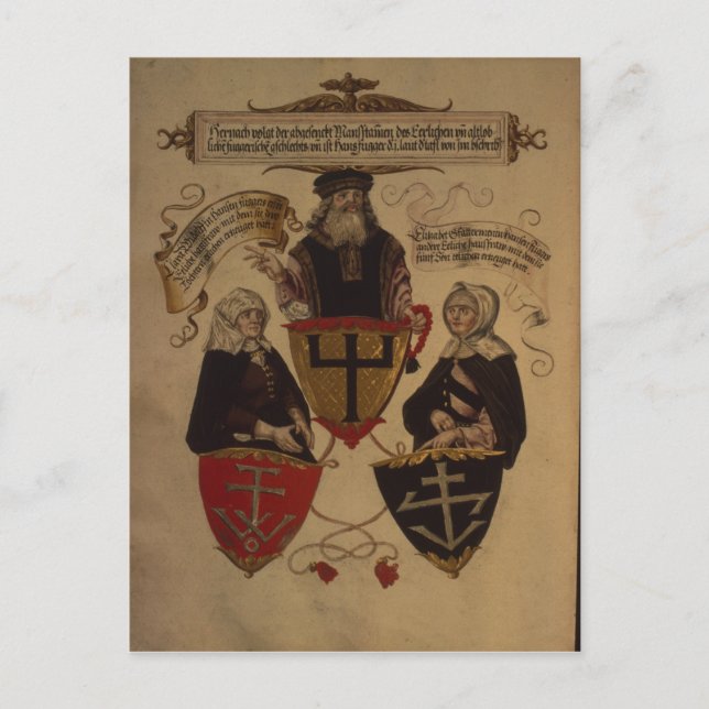 Carte Postale Hans Fugger deux épouses Clara Widolf et Elisabeth (Devant)