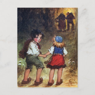 Carte Postale Hansel et Gretel se dirigent vers les bois