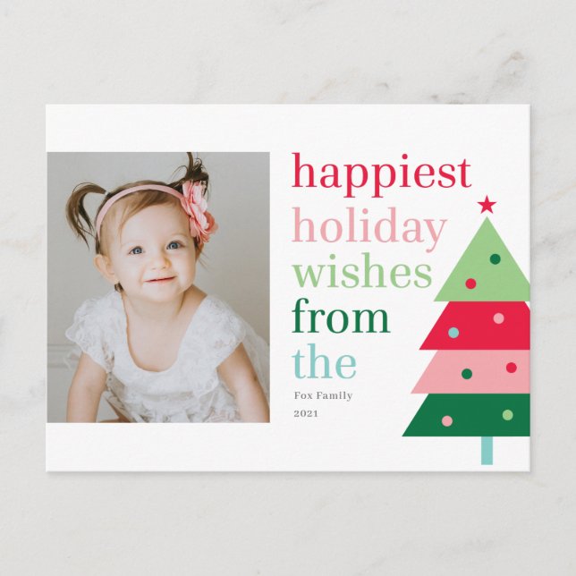 Carte postale Happest Tree Fun Modern Holiday (Devant)