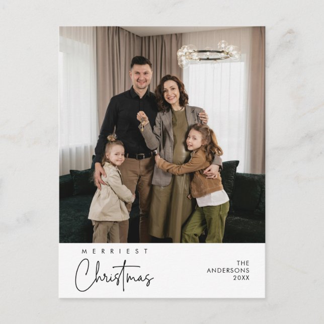 Carte Postale Happiness Greeting Merriest Christmas Family Photo (Devant)