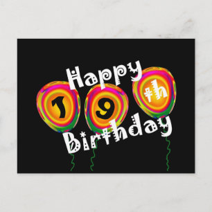 Carte Postale Happy 19e Birthday Colorful